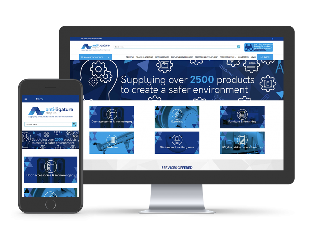 Anti Ligature Shop ecommerce website homepage