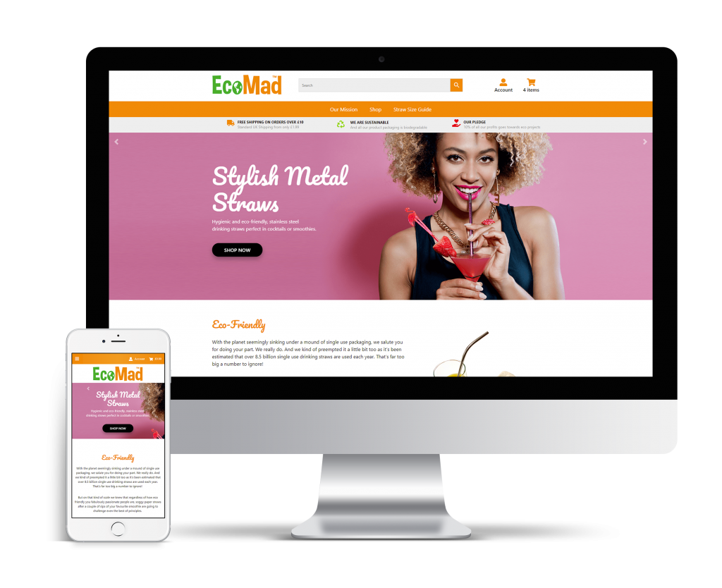 EcoMad ecommerce website homepage