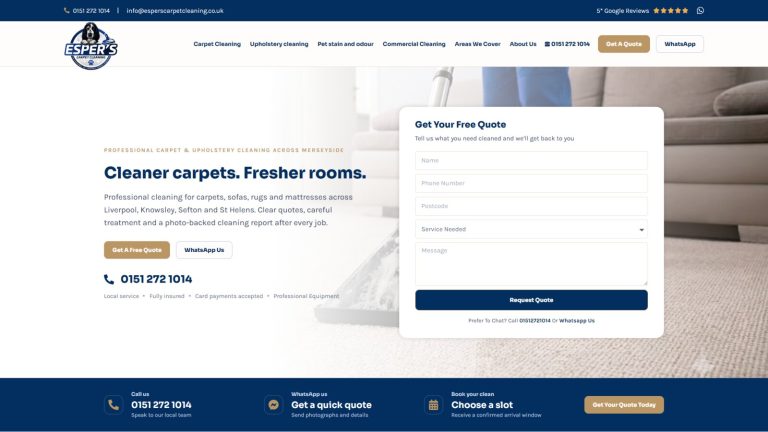 Espers Carpet Cleaning website homepage