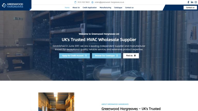 Greenwood Hargreaves HVAC wholesale supplier website
